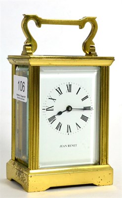 Lot 106 - A brass carriage timepiece signed Jean Genet