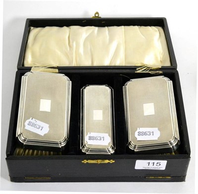 Lot 115 - Three silver cased brushes