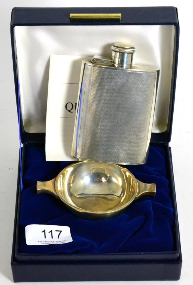 Lot 117 - A silver hip flask and a Hamilton and Inches quaich