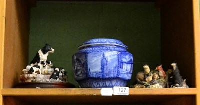 Lot 127 - A tray of Border Fine Art and other animal ornaments together with a Ringtons blue and white...