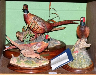 Lot 131 - Border Fine Arts Pheasant models comprising; 'The Hiding Place', limited edition 98/250,...