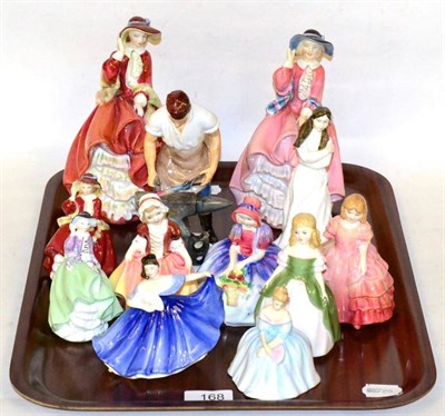 Lot 168 - Eleven Royal Doulton ladies; Top O'The Hill HN3499, HN2126 (exclusively for RDICC), HN4834 and...