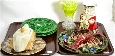 Lot 193 - A Lorna Bailey colour way prototype, a Palissy type lobster plate, a pair of oyster dishes, a...