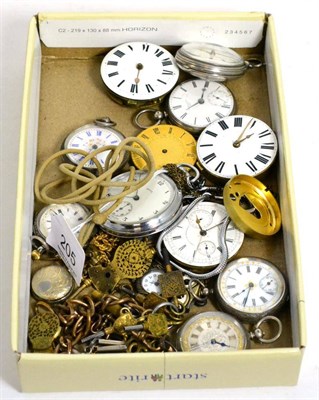 Lot 205 - Two silver pocket watches, four lady's fob watches, Smiths pocket watch, four pocket watch...