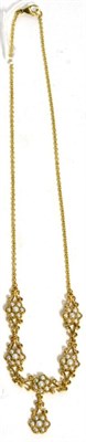 Lot 209 - A 9ct gold pearl set necklace, length 40cm