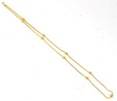 Lot 225 - A 9ct gold foxtail and bead chain necklace, length 72.5cm