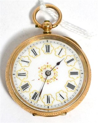 Lot 234 - A lady's fob watch, case stamped 14k