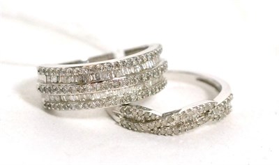 Lot 253 - Two 9ct white gold diamond set rings, both finger size P1/2