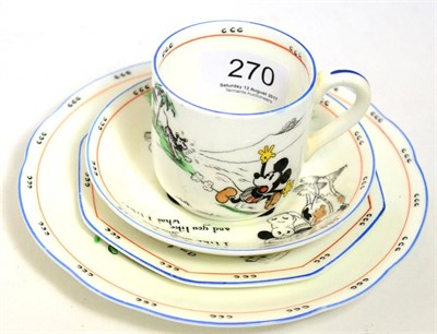 Lot 270 - A Mickey Mouse Royal Paragon tea cup and saucer, side plate and small saucer (4)