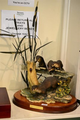 Lot 297 - Border Fine Arts 'Taking the Plunge' (Otters), model No. L143 by Ray Ayres, limited edition...