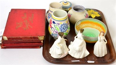 Lot 315 - Three Royal Doulton figures 'Amanda', 'Harmony' and 'Joy', three Poole vases, Shelley bowl,...