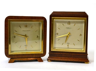 Lot 334 - A four glass brass mantel clock and two J W Benson mantel timepieces (3)