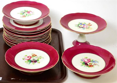 Lot 335 - A hand painted Victorian dessert service