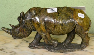 Lot 356 - A carved alabaster rhino, circa 1950