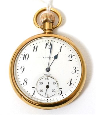 Lot 374 - A 9ct gold open faced pocket watch signed Elgin