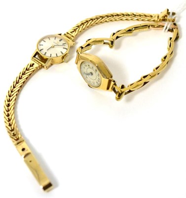 Lot 375 - A lady's 9ct gold wristwatch, signed Omega and another lady's wristwatch case stamped '375'