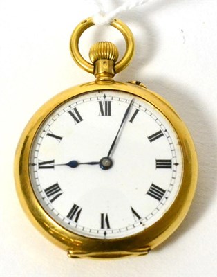 Lot 376 - A lady's fob watch, case stamped '18c'