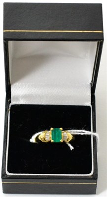 Lot 421 - A synthetic emerald and diamond ring