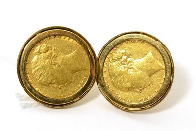 Lot 434 - A pair of cufflinks mounted with Victorian sovereigns