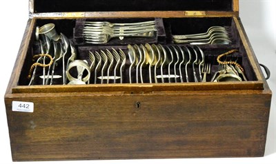 Lot 442 - An oak canteen of silver plated cutlery (composite)