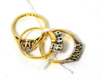 Lot 446 - Three 18ct gold diamond set rings