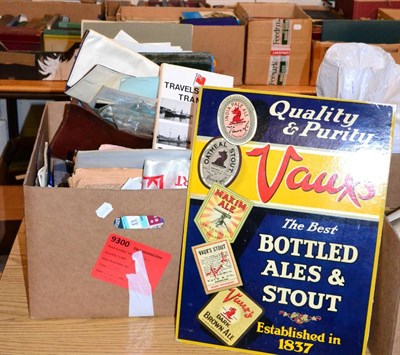 Lot 1055 - A box of ephemera relating to North East shipping, mining, football and brewery's including Vaux