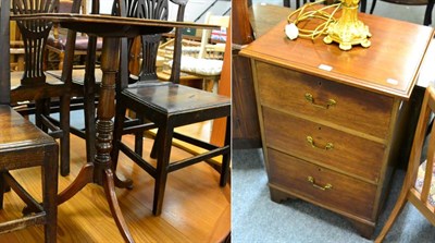 Lot 1106 - A Georgian style mahogany chest of three drawers, bracket supports; together with a 19th...