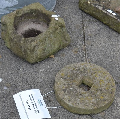 Lot 1129 - Sandstone crucible and a small millstone