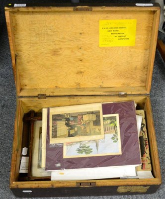 Lot 1139 - A WWII wooden case labelled 'E.V.W. Holding Hostel, with inscribed names and dates; together...