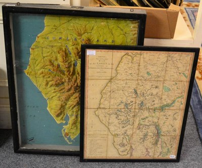 Lot 1140 - A framed map of the Lakes, West Moreland, Lancaster, printed May 1800; together with a framed...