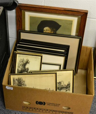 Lot 1144 - A group of assorted prints to include etchings of Richmond Castle, Windsor Castle etc