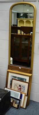 Lot 1146 - A gilt framed hall mirror together with another mirror, two prints, two Egyptian frameworks, a...