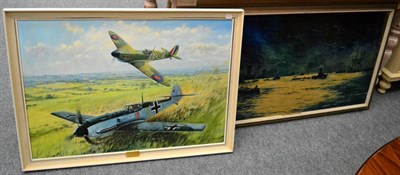 Lot 1149 - Graham Coton (British, 1926-2003) Spitfire attacking Messerschmitt near Canterbury, 6th...