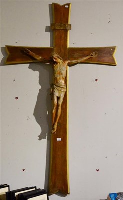 Lot 1154 - A large oak crucifix, approximately 6ft in height