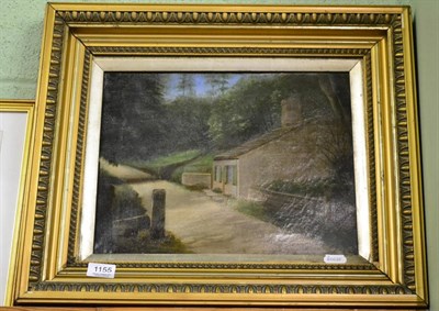 Lot 1155 - R Gill, A cottage on a wooded track, oil on canvas, signed lower left