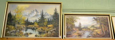 Lot 1158 - John Corcoran, two mountainous landscapes, oil on canvas