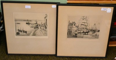 Lot 1169 - G Bennett (20th century) 'St Ives, Cornwall'; 'Newlyn Harbour, Cornwall' each signed in pencil, the