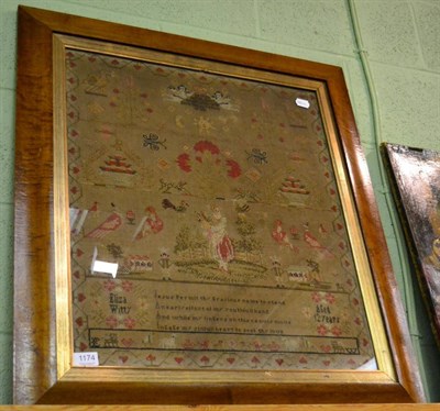 Lot 1174 - A 19th century needlework sampler by Eliza Witty aged 12