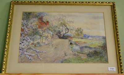 Lot 1181 - David Woodlock (1842-1929) 'The Duckpond', signed and inscribed on a label verso, watercolour...