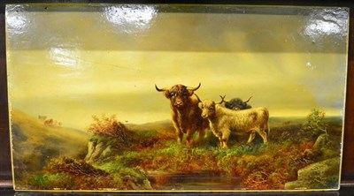 Lot 1188 - Highland landscape with cattle, indistinctly signed 'W Crompton', and an oil on board titled...