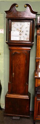 Lot 1213 - An oak thirty hour longcase clock, painted dial signed Wm Lister, Halifax