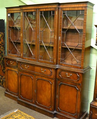 Lot 1220 - A Reproduction secretaire bookcase cabinet