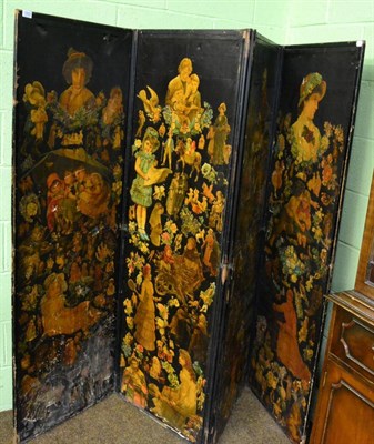 Lot 1222 - A Victorian scrap folding screen