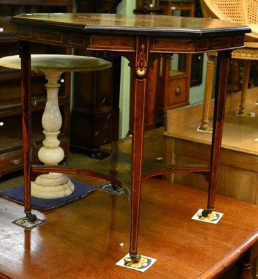 Lot 1235 - A 19th century inlaid rosewood plant table with waisted shelf stretcher