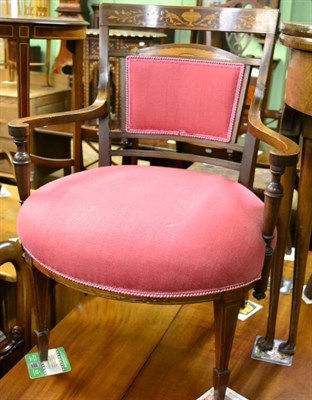 Lot 1251 - An Edwardian mahogany and marquetry inlaid armchair