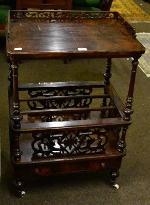 Lot 1263 - A Victorian walnut whatnot with Canterbury base