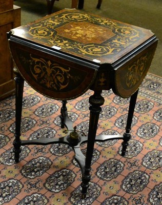 Lot 1265 - A good quality ebonised Thuya and Marquetry inlaid centre table, late 19th century, with clover...