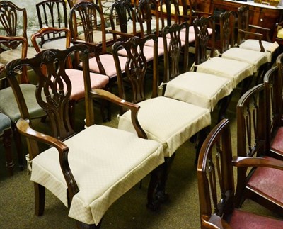 Lot 1280 - A set of six Chippendale style dining chairs including two carvers