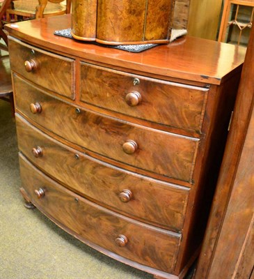 Lot 1331 - A Victorian mahogany bow fronted four height chest of drawers