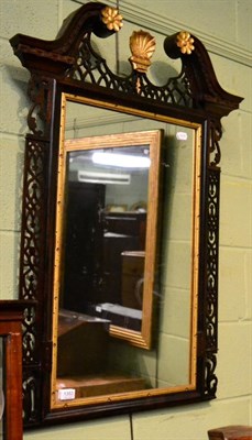 Lot 1353 - A parcel gilt fret work mirror